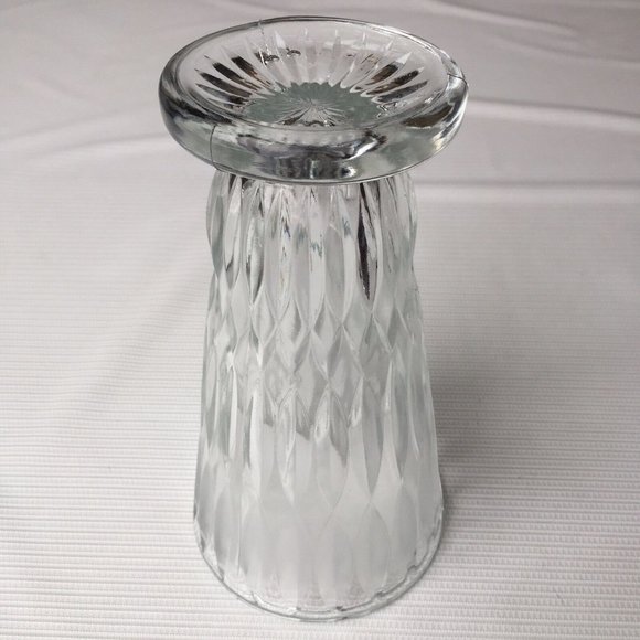 Vintage Footed Crystal Clear Cut Glass Bud Vase Oval Leaf Fern Pattern Frosted - Picture 6 of 12